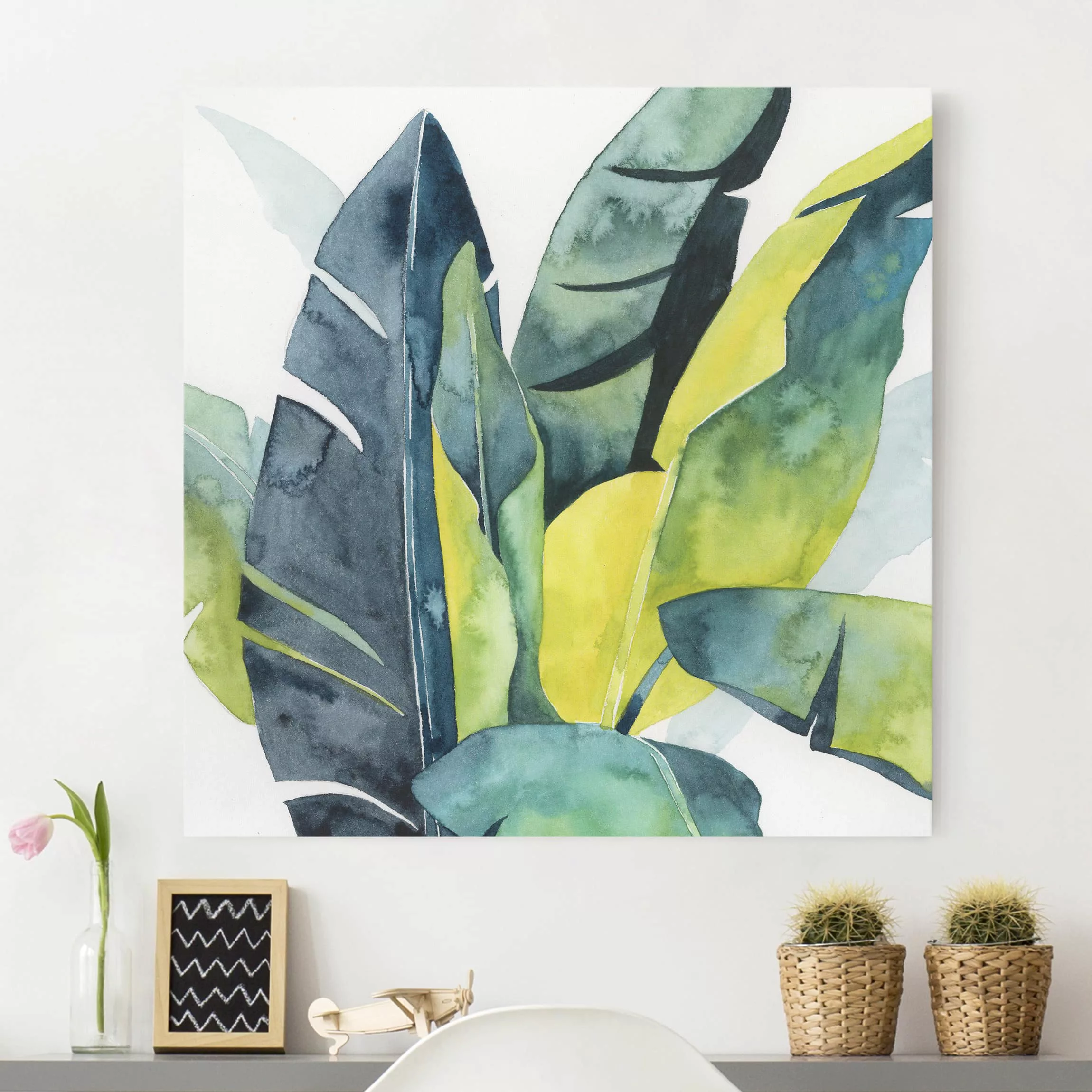 Leinwandbild Botanik - Quadrat Tropisches Blattwerk - Banane günstig online kaufen