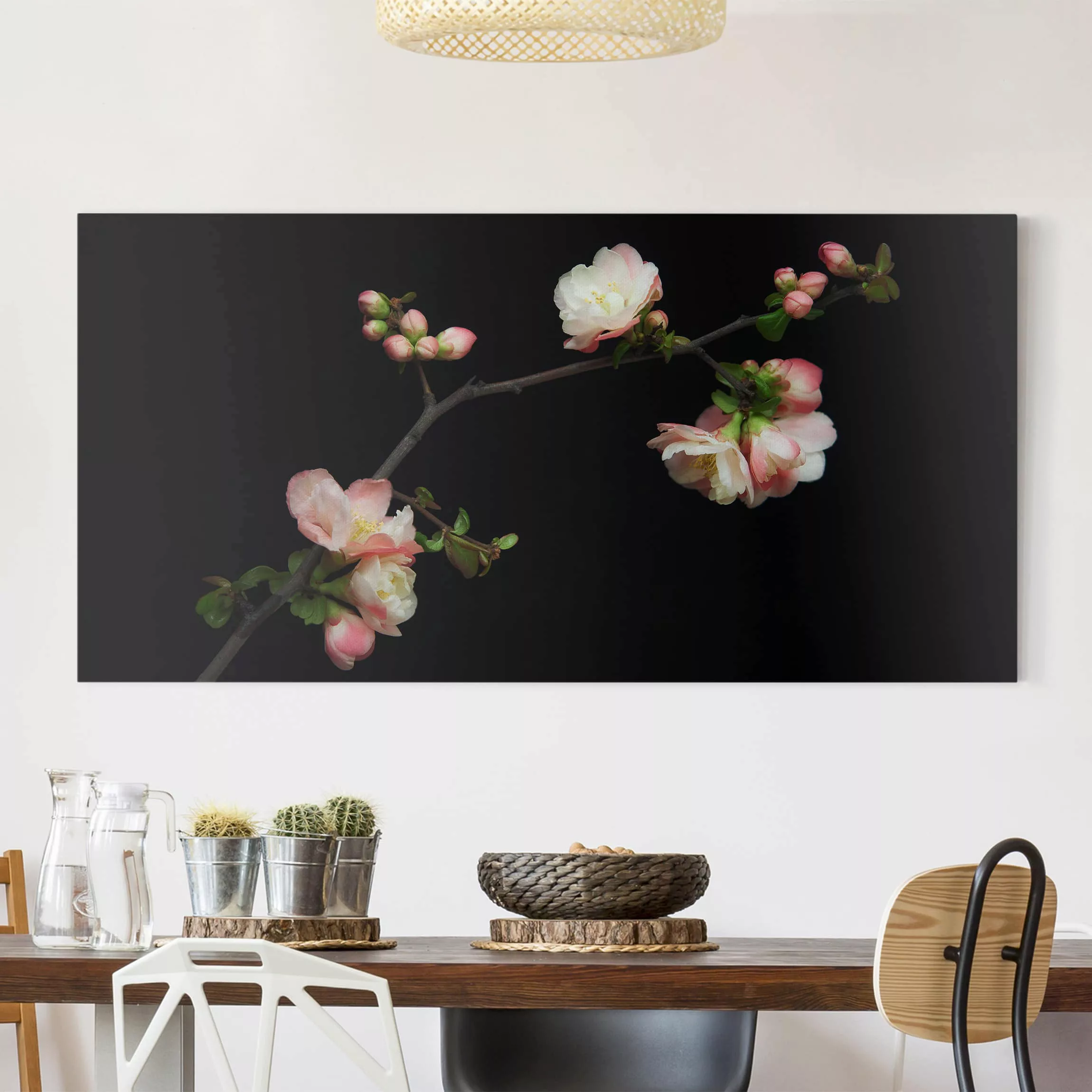 Leinwandbild Küche - Querformat Blütenzweig Apfelbaum günstig online kaufen