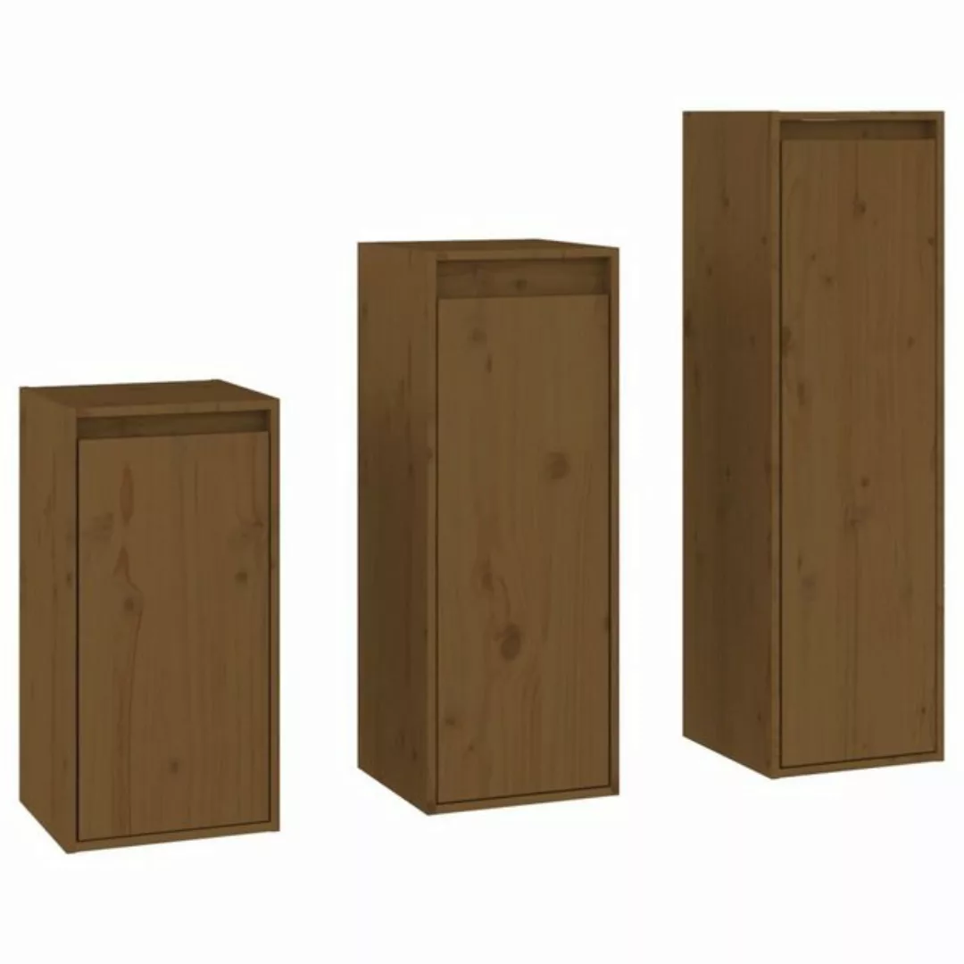 vidaXL TV-Schrank TV-Schränke 3 Stk Honigbraun Massivholz Kiefer Lowboard L günstig online kaufen