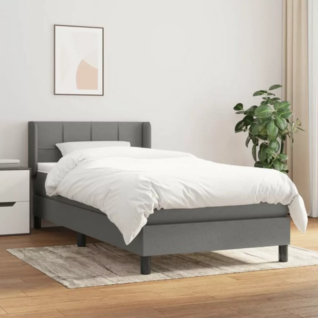 vidaXL Bettgestell Boxspringbett mit Matratze Dunkelgrau 100x200 cm Stoff B günstig online kaufen