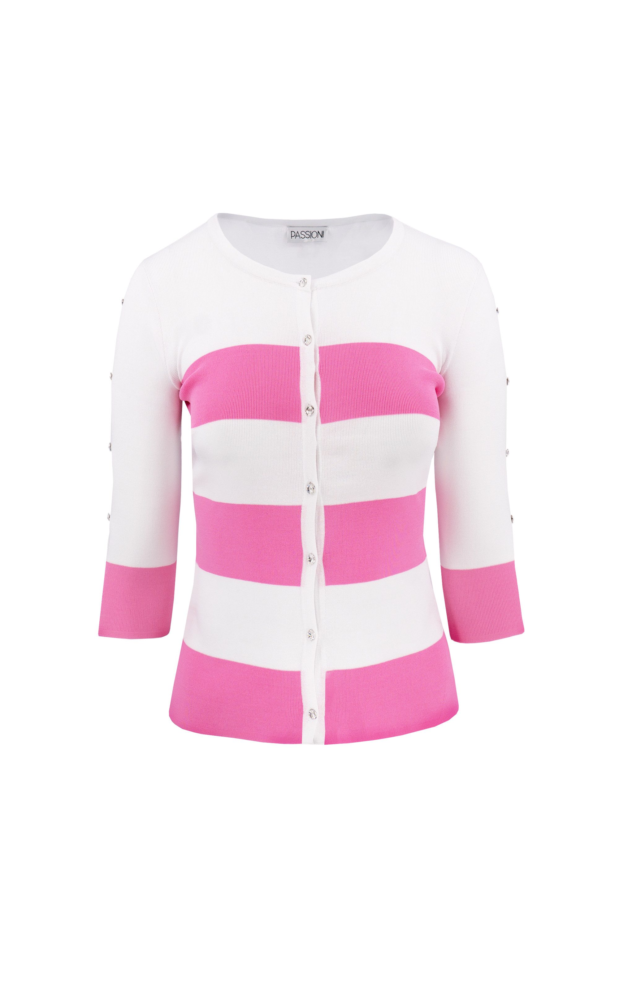 Passioni 2-in-1-Strickjacke rosa gestreift mit Ärmel günstig online kaufen