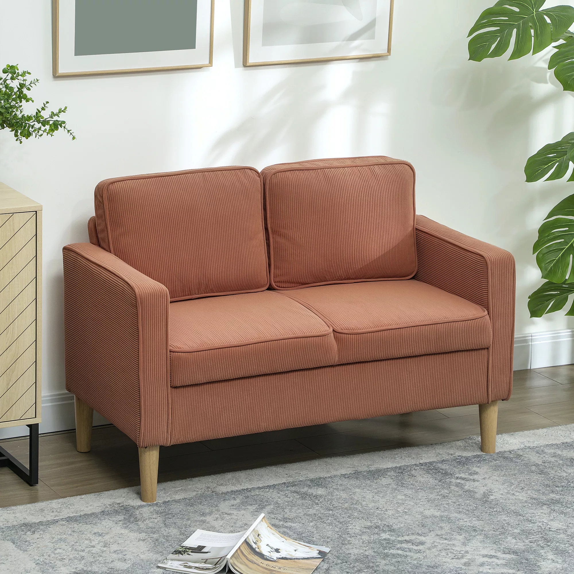 HOMCOM Sofa 2 Sitzer klein Couch mit Armlehne, Stauraum, modern Polstersofa günstig online kaufen