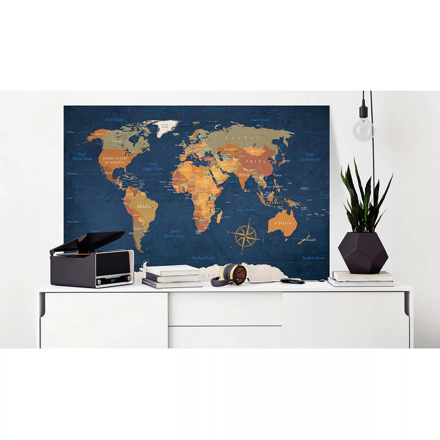 home24 Wandbild World Map: Ink Oceans günstig online kaufen