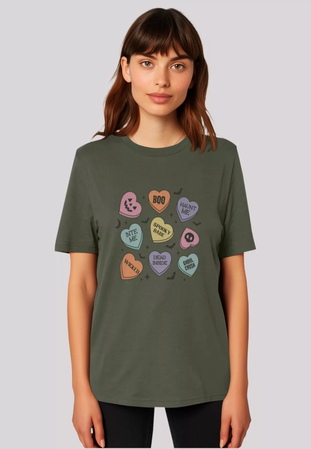 F4NT4STIC T-Shirt "Retro Halloween Heart Candy Bats", Premium Qualität, Uni günstig online kaufen