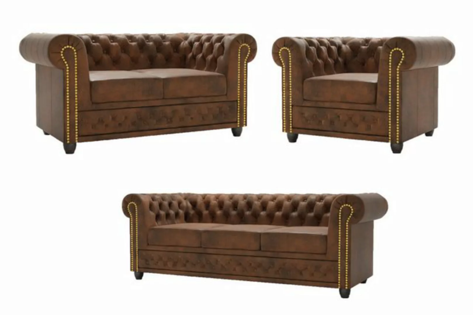 S-Style Möbel Polstergarnitur Chesterfield Anton mit Schlaffunktion 3+2+1 m günstig online kaufen