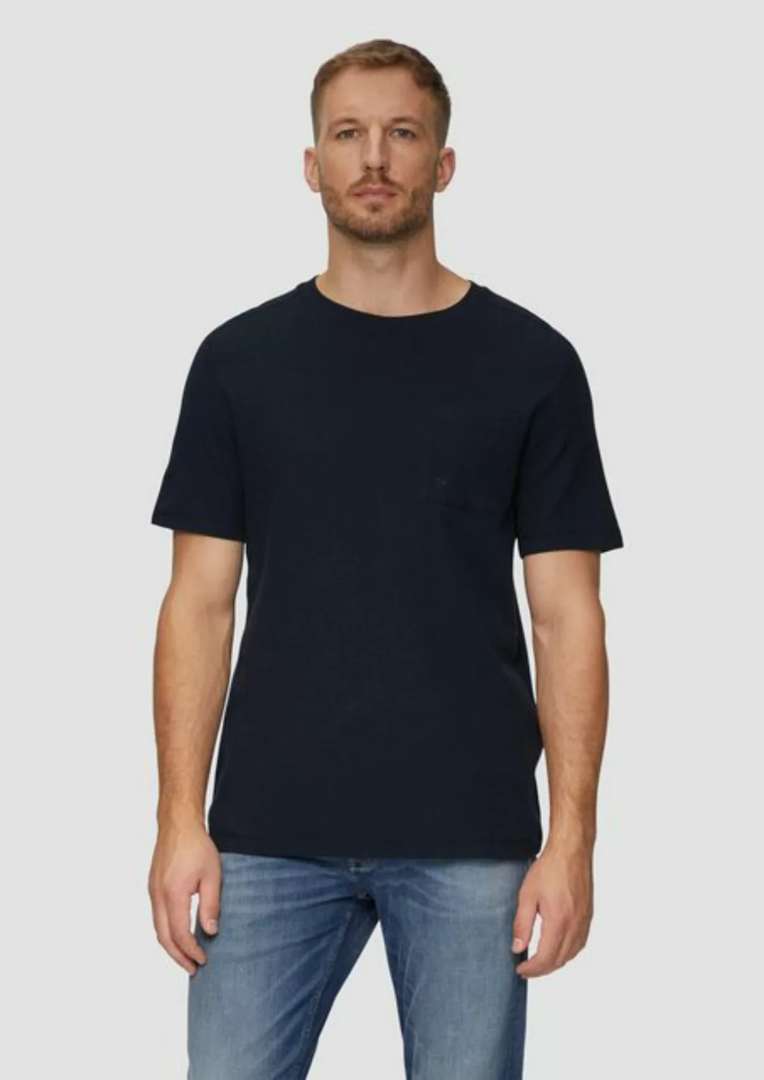 s.Oliver Kurzarmshirt T-Shirt mit Brusttasche aus Waffeljersey Logo günstig online kaufen