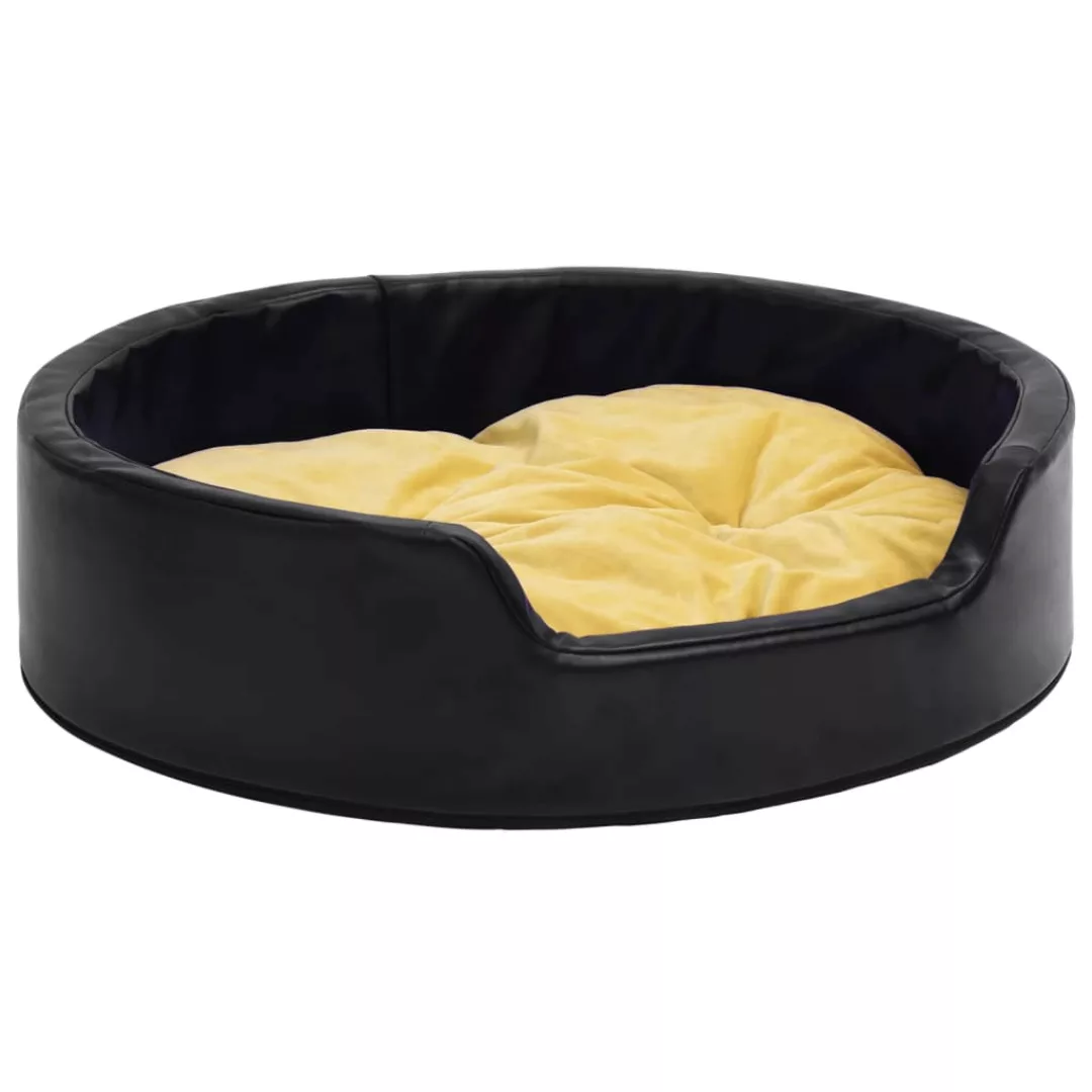 Hundebett Schwarz-gelb 99x89x21 Cm Plüsch Und Kunstleder günstig online kaufen