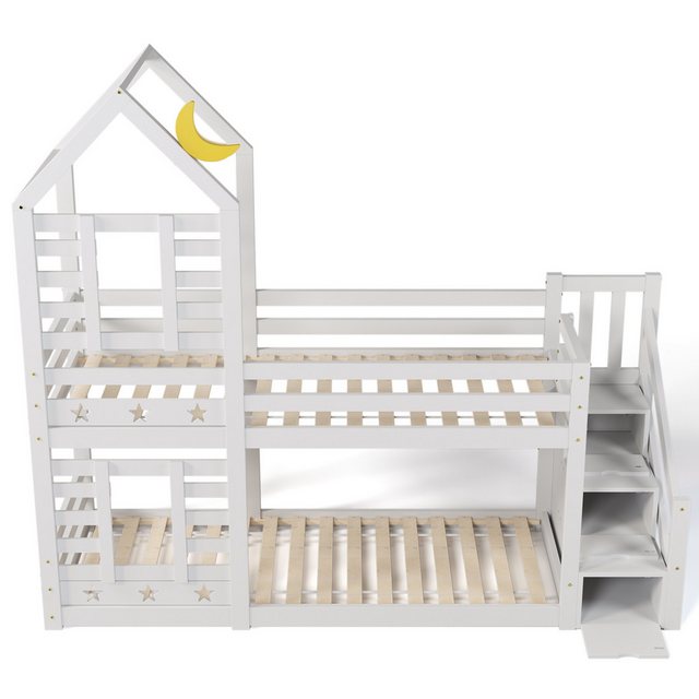 OKWISH Etagenbett Kinderbett (Hausbett mit Stauraum unter der Treppe 90x200 günstig online kaufen