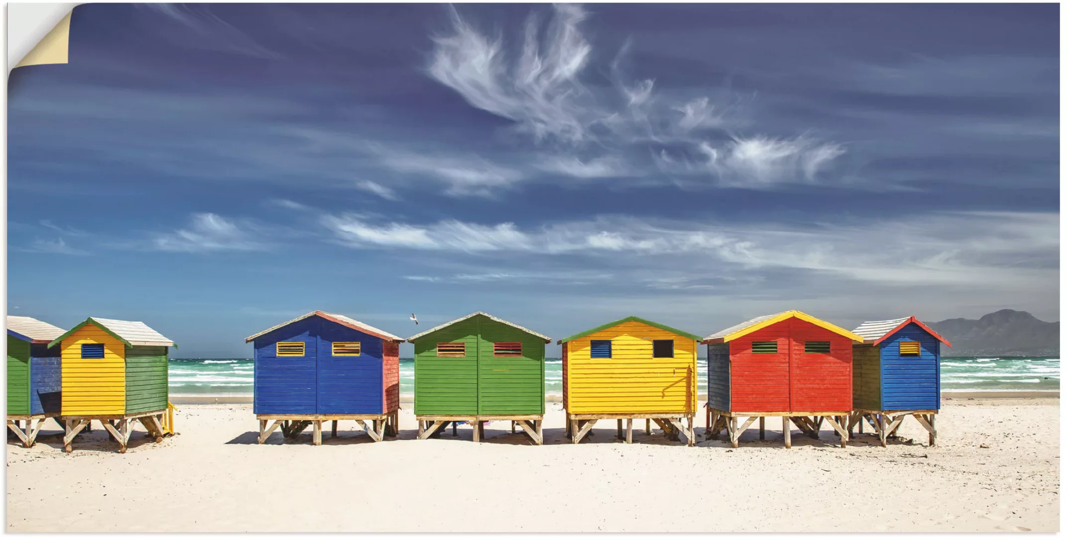Artland Wandbild "Bunte Strandhäuser bei Kapstadt", Strandbilder, (1 St.) günstig online kaufen