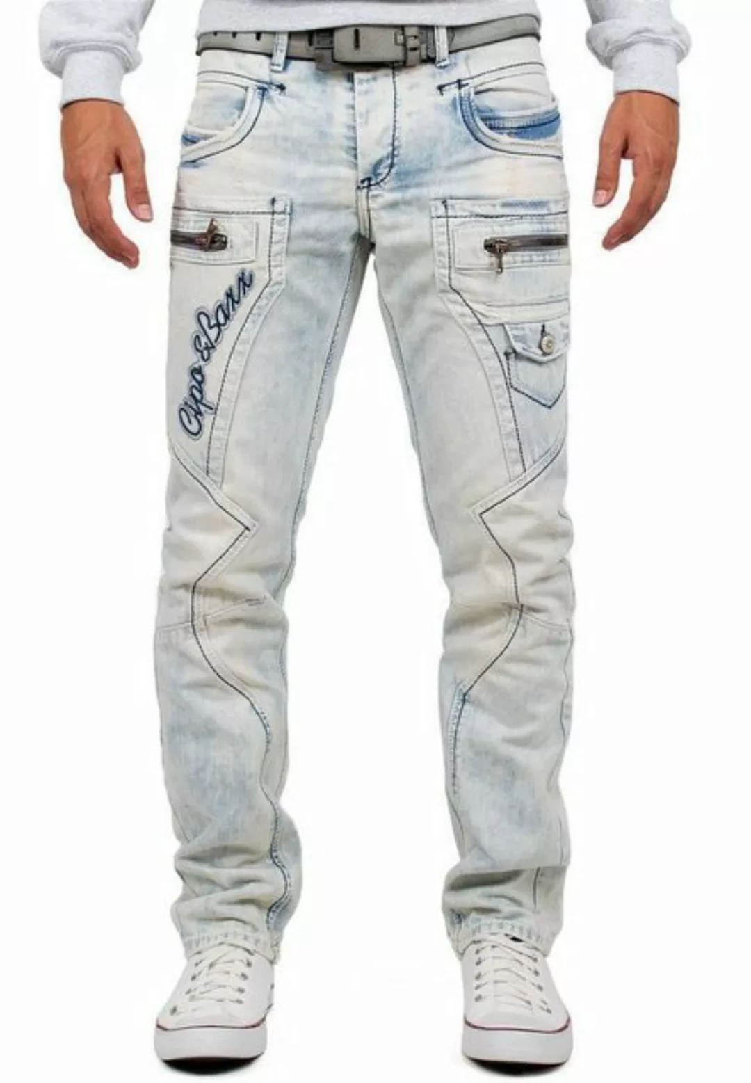 Cipo & Baxx Bikerjeans Herren Hose BA-CD272 W38/L32 (1-tlg) mit Verzierunge günstig online kaufen