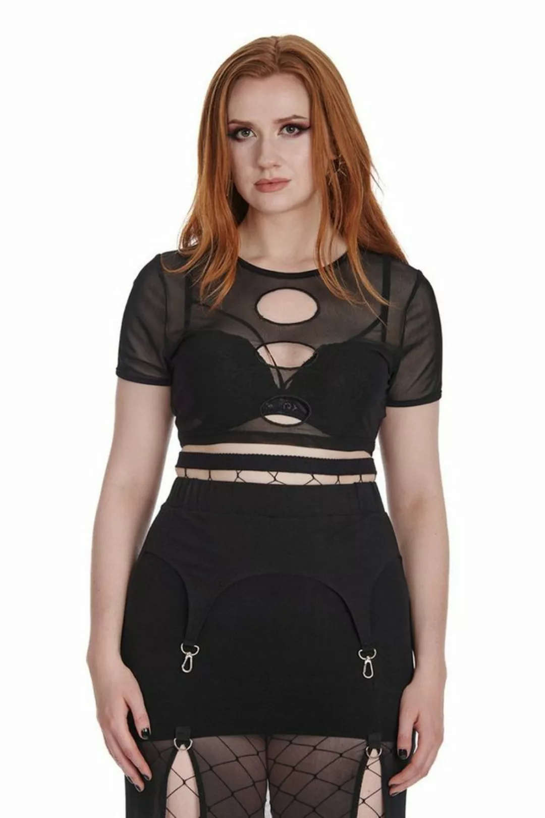 Banned Shirttop Eclipse Mesh Netz Top Cut Out Ausschnitt Gothic Punk Distre günstig online kaufen