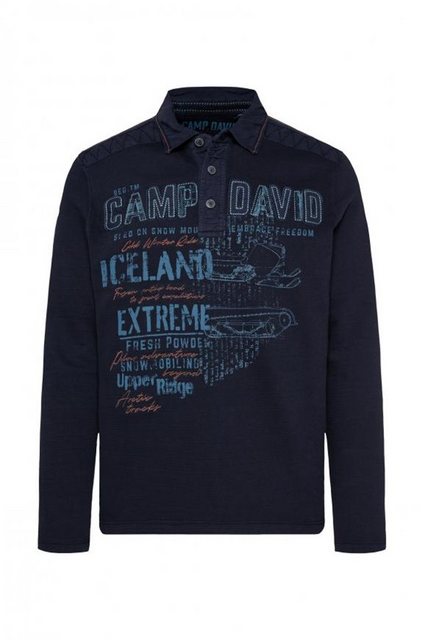 CAMP DAVID Langarm-Poloshirt mit Artworks und Twill-Details günstig online kaufen