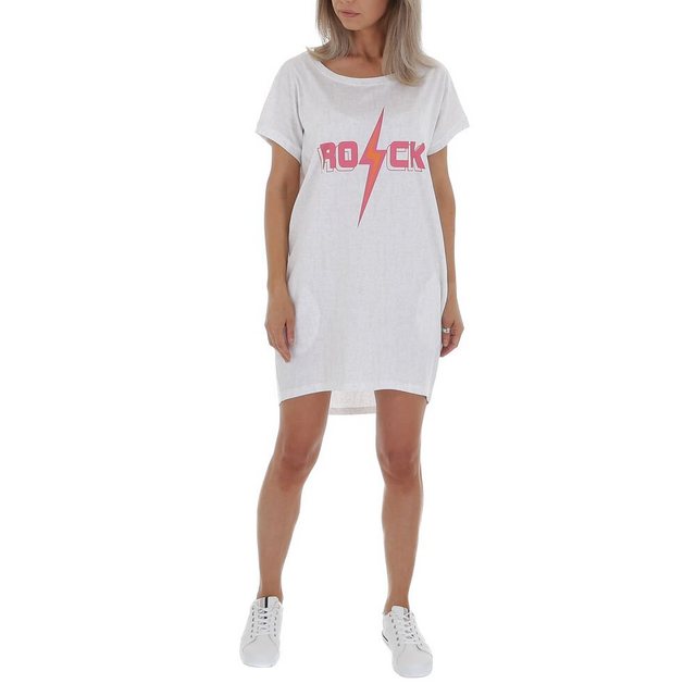 Ital-Design Shirtkleid Damen Freizeit Textprint Minikleid in Weiß günstig online kaufen