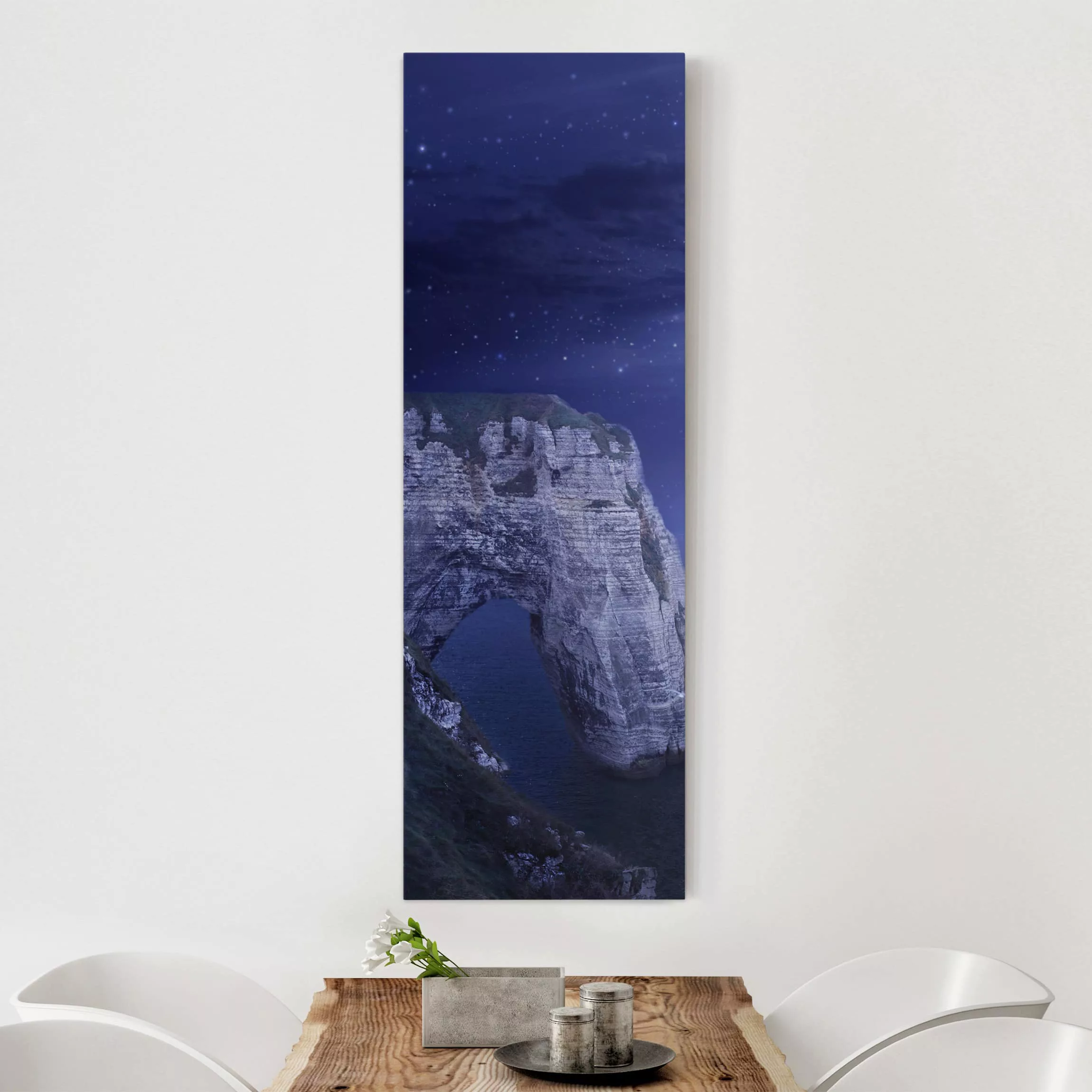 Leinwandbild Berg - Hochformat Étretat im Mondschein günstig online kaufen