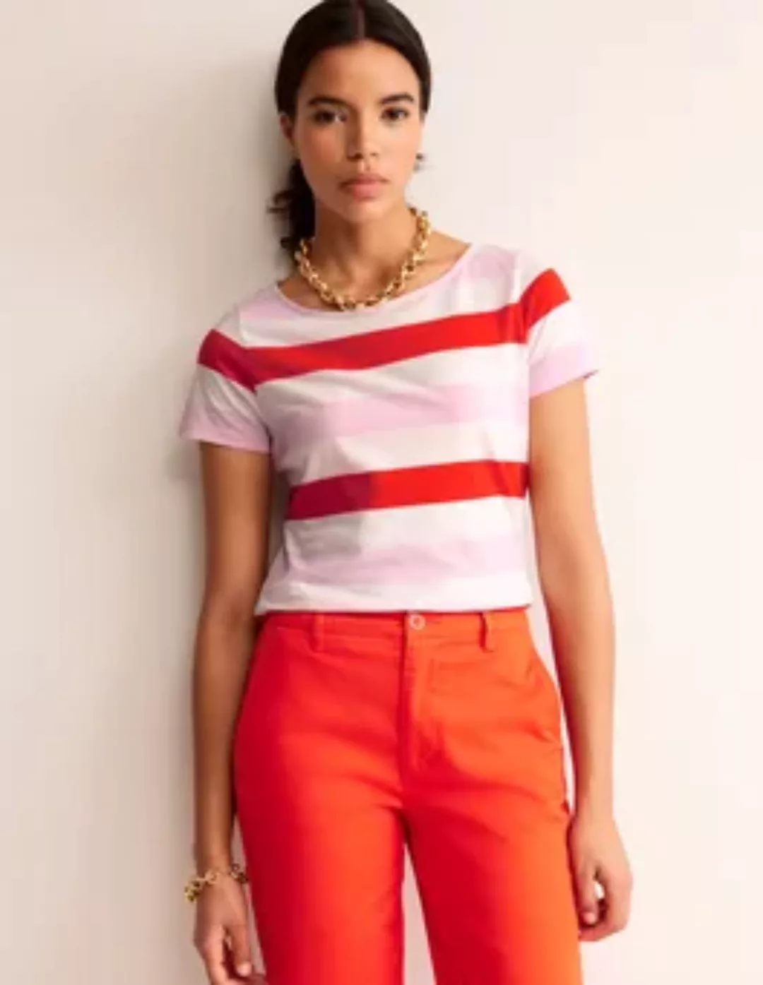 Ella Bretonshirt mit kurzen Ärmeln Damen Boden, Rosa, Rot günstig online kaufen