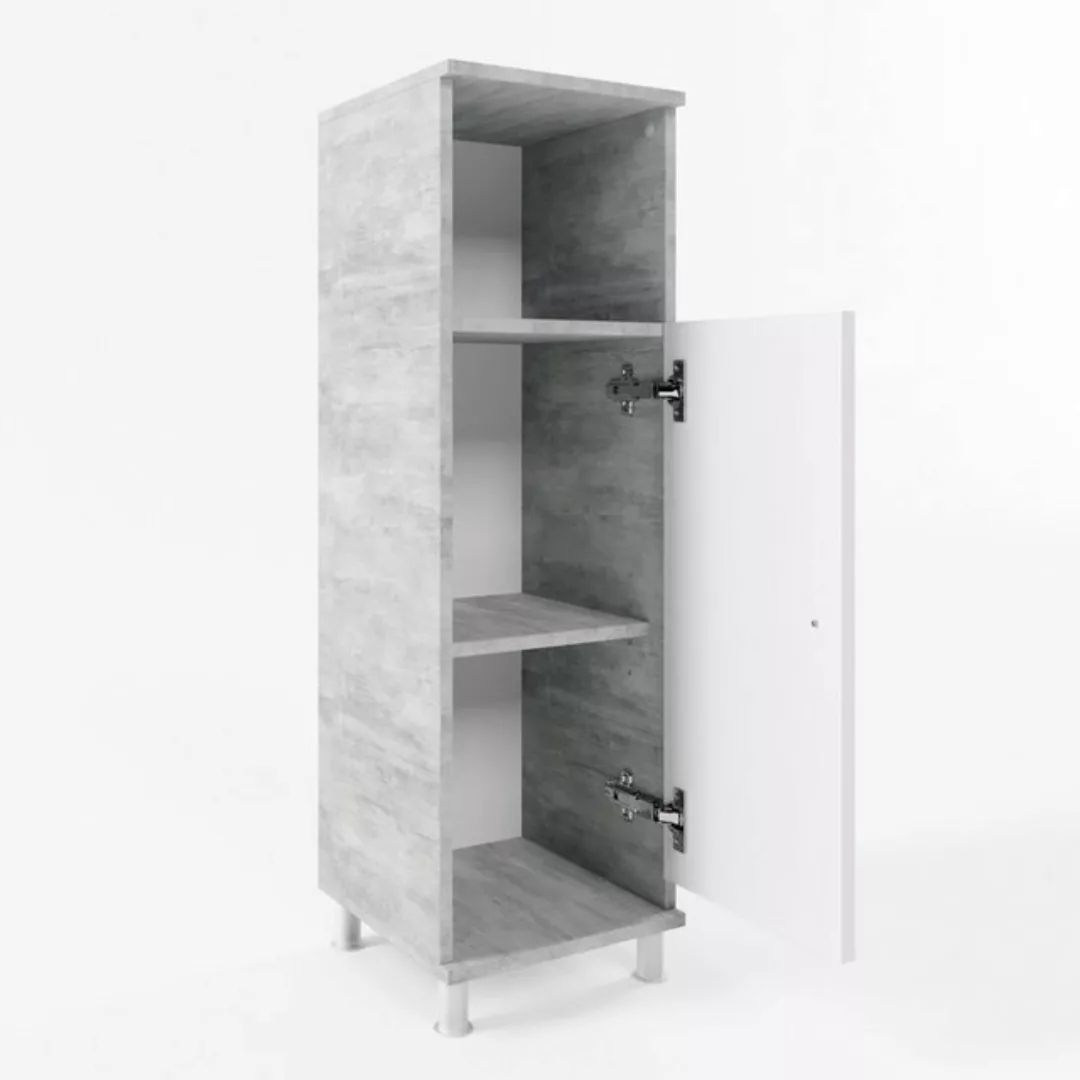 Vicco Midischrank Fynn, Weiß/Beton, 30 x 95 cm verstellbar günstig online kaufen