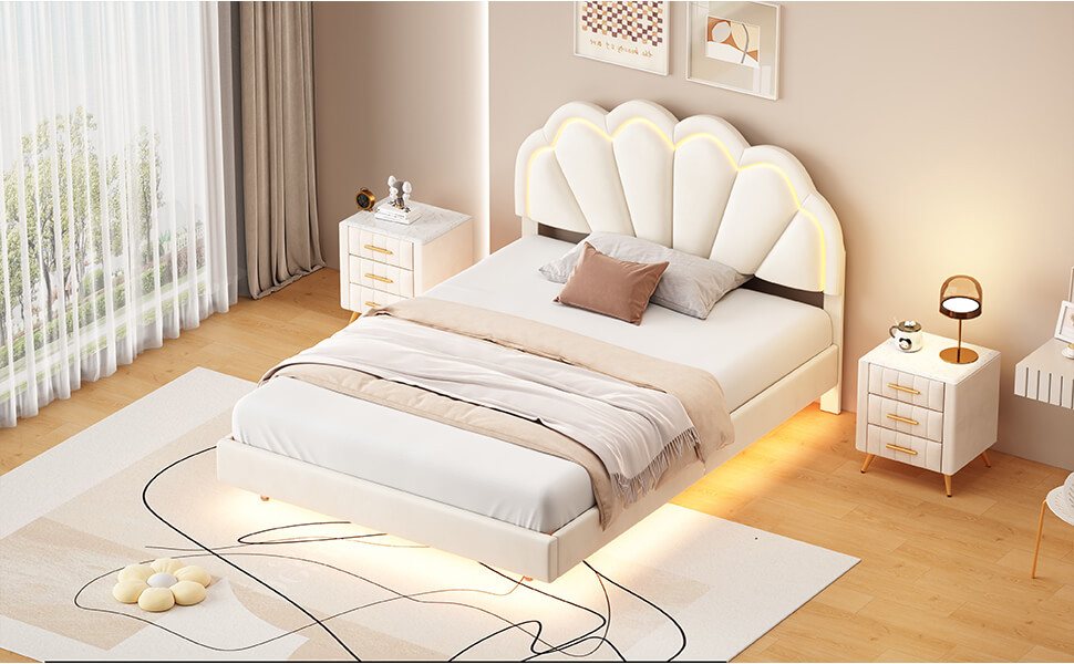 Furnishings Home Polsterbett Prinzessinbett Wolkenbett mit LED-Leuchten günstig online kaufen