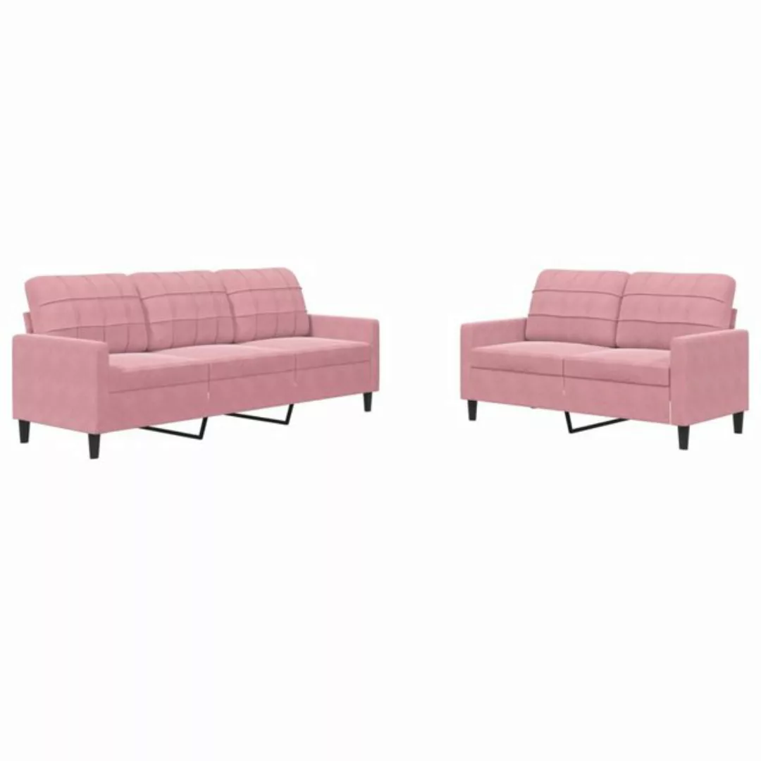 vidaXL Sofa 2-tlg. Sofagarnitur mit Kissen Rosa Samt günstig online kaufen