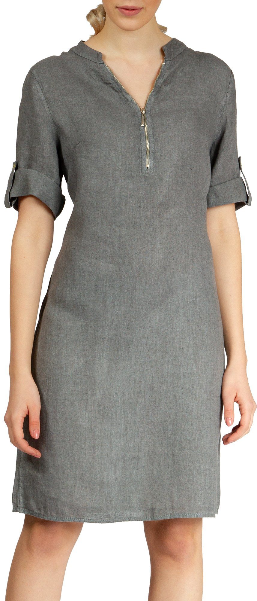 Caspar Sommerkleid SKL037 knielanges Damen Leinenkleid günstig online kaufen