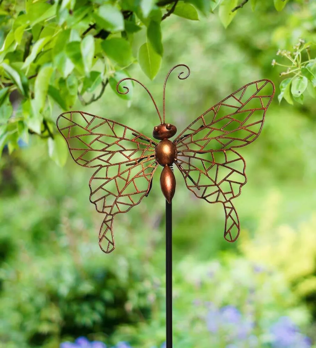 Gartenstecker Schmetterling Metall Farbe Kupfer Gartenstab Landhausstil 100 günstig online kaufen