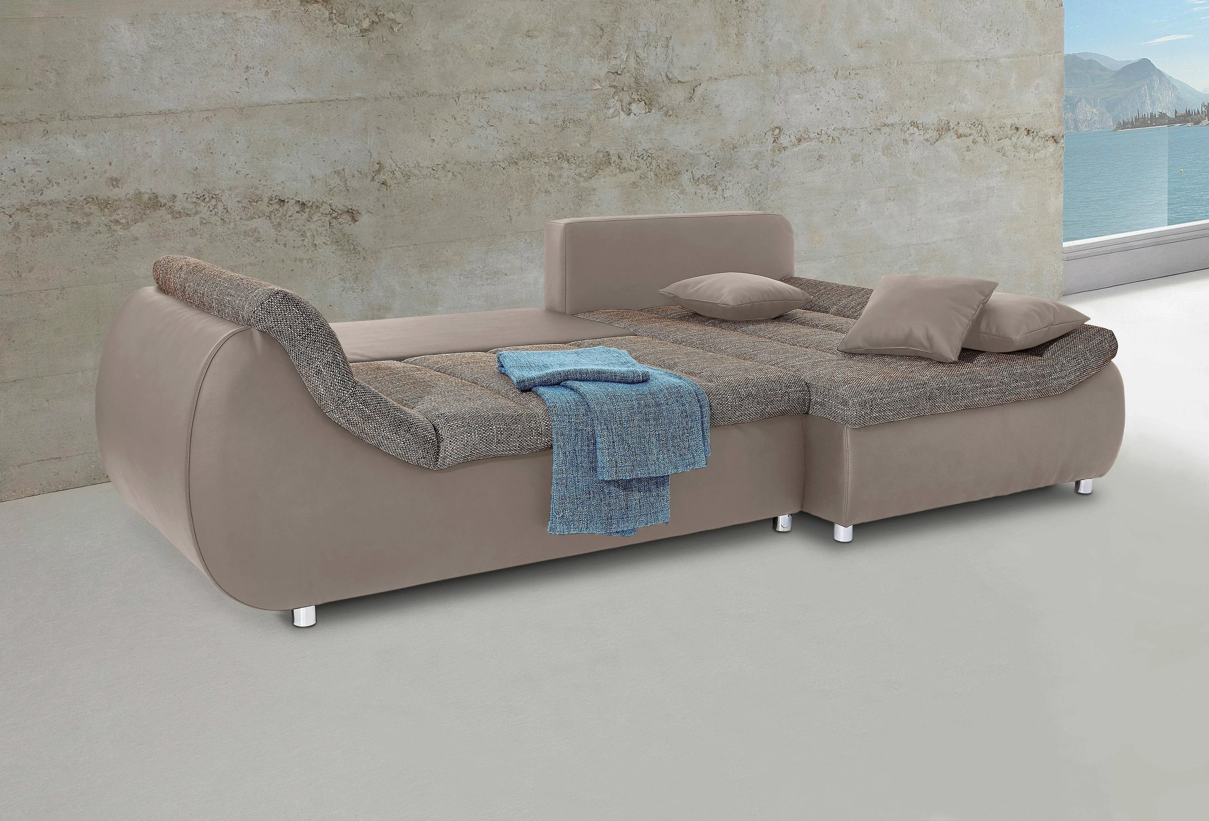 INOSIGN Ecksofa "Imola elegant und bequem, aktuelle Steppung im Sitz, L-For günstig online kaufen