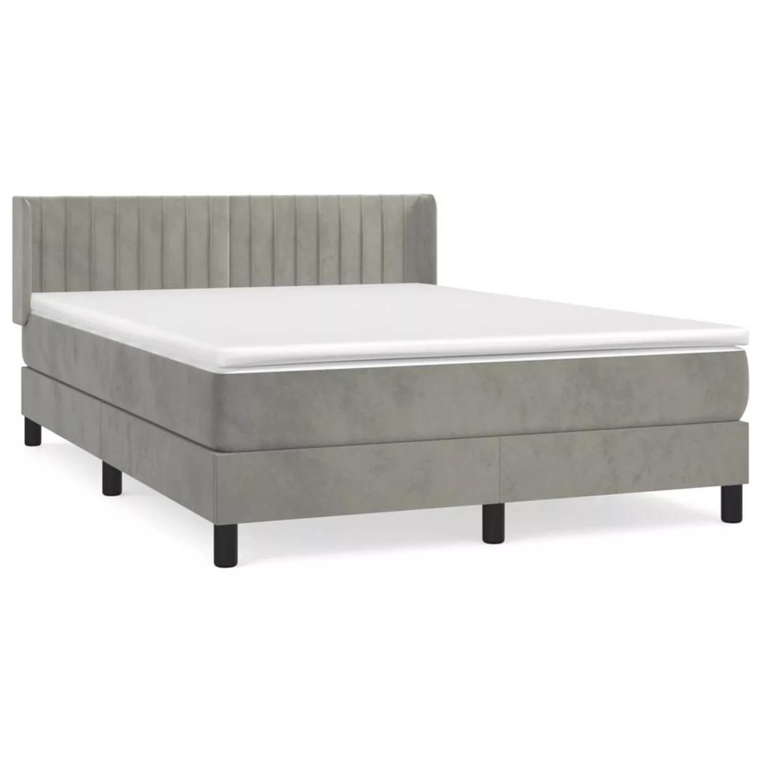 vidaXL Boxspringbett mit Matratze Hellgrau 140x200 cm Samt1466810 günstig online kaufen