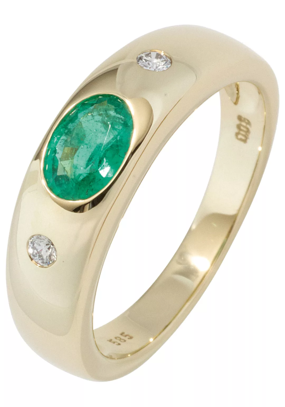 JOBO Diamantring, 585 Gold mit Smaragd und 2 Diamanten günstig online kaufen