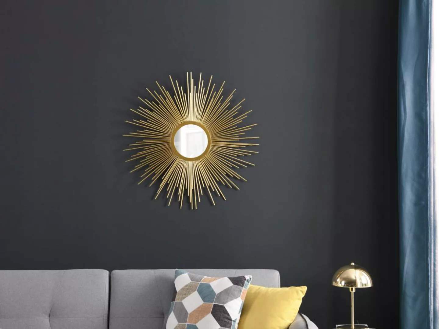 Wandspiegel in Sonnenstrahlenoptik - Metall - 70 cm - Goldfarben - LEVANZO günstig online kaufen