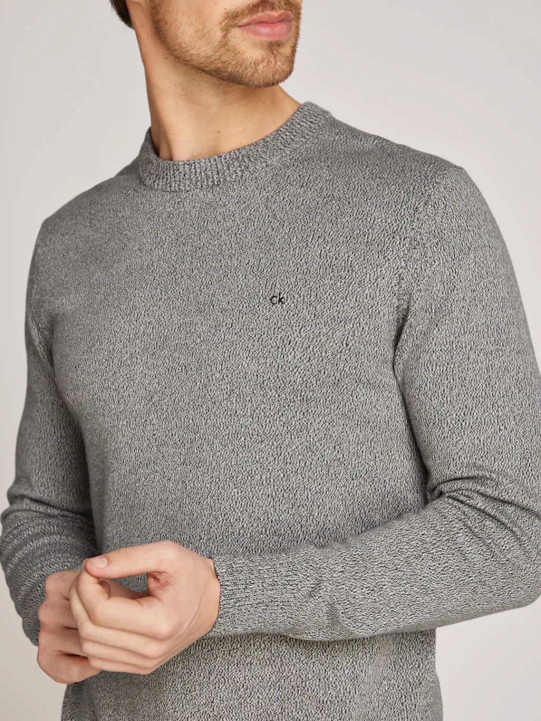 Calvin Klein Rundhalspullover "MOULINE CN SWEATER", mit Logostickerei günstig online kaufen