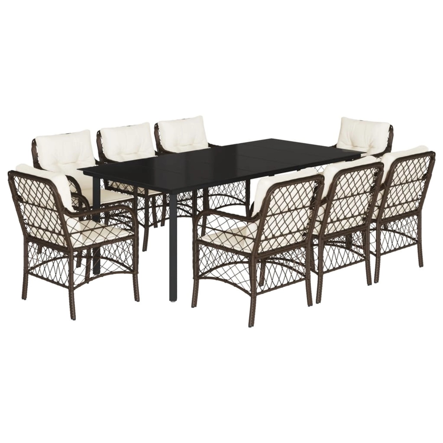 vidaXL 9-Tlg Garten-Essgruppe mit Kissen Braun Poly Rattan 3212123 günstig online kaufen