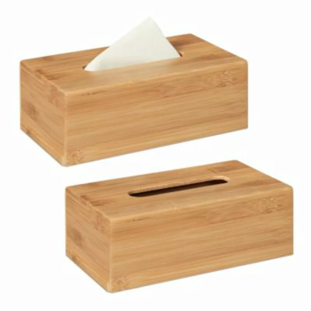 relaxdays 2 x Kosmetiktücherbox aus Bambus natur günstig online kaufen