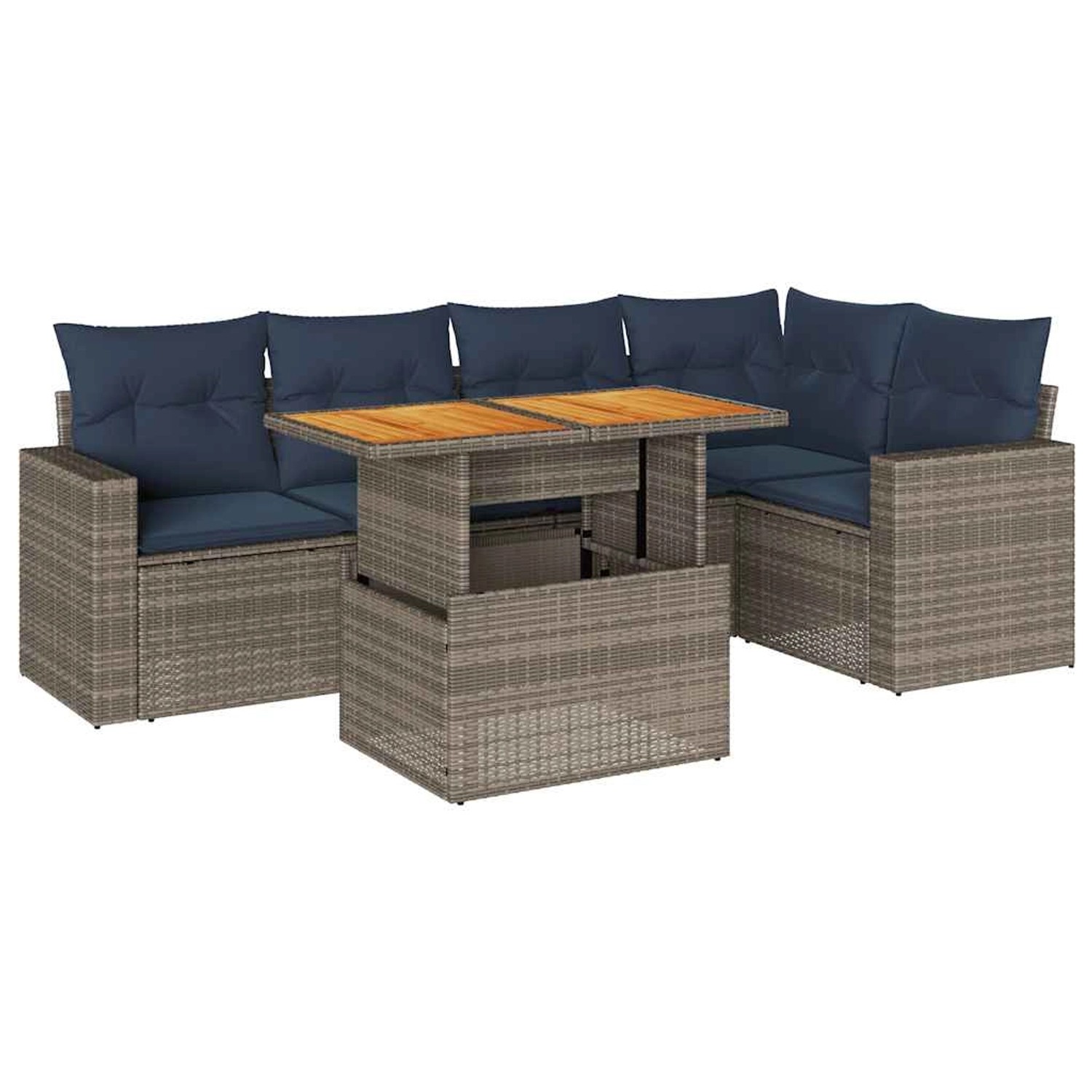 vidaXL 6-Tlg Garten-Sofagarnitur mit Kissen Grau Poly Rattan 3327043 günstig online kaufen