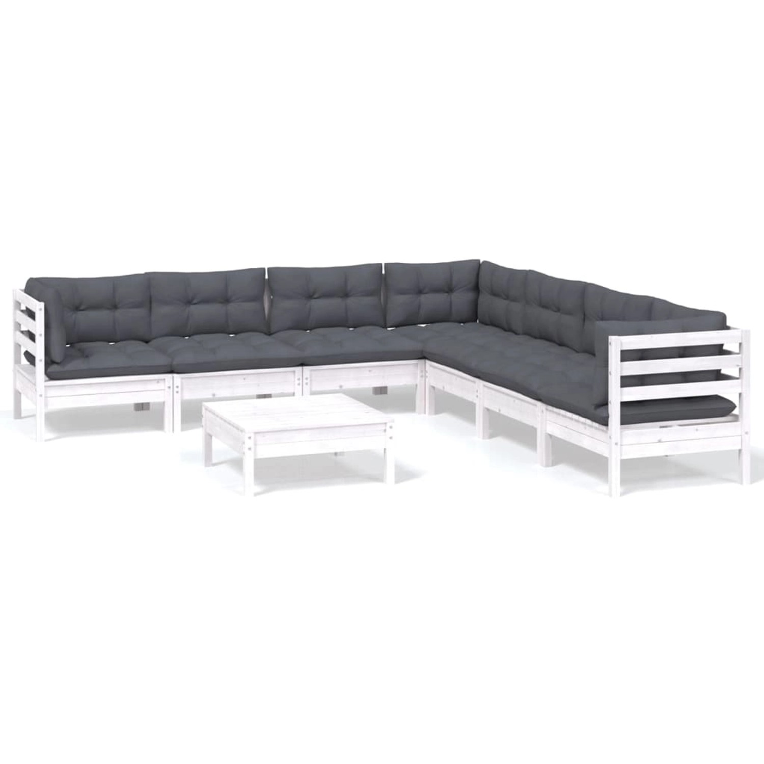 vidaXL 8-tlg Garten-Lounge-Set mit Kissen Weiß Kiefer Massivholz Modell 23 günstig online kaufen