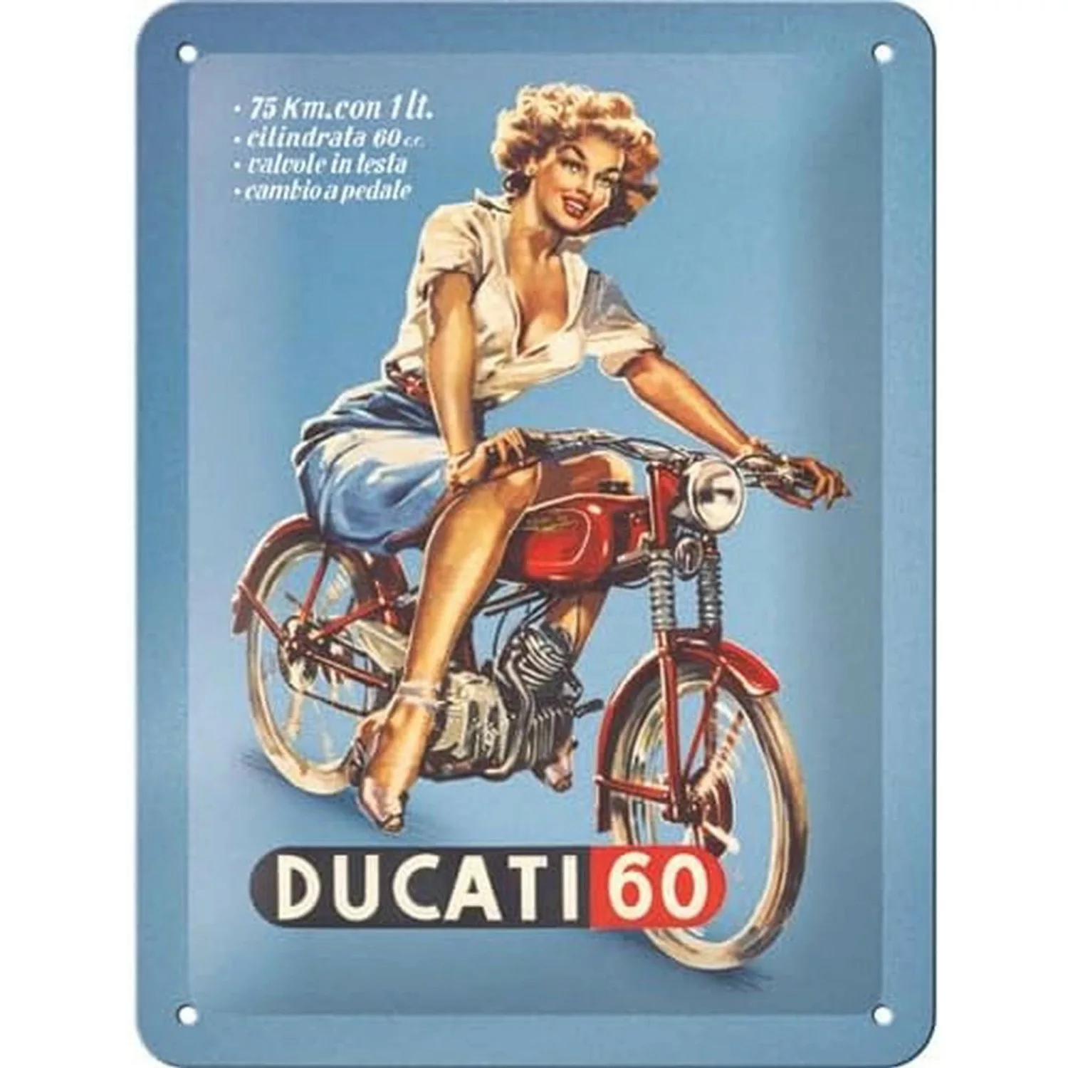 Nostalgic-Art Blechschild 15 x 20 cm - Ducati - Cilindrata 60 Pin Up günstig online kaufen