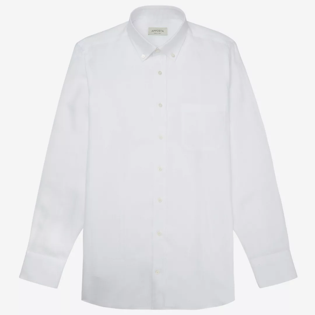 Hemd  einfarbig  weiß leinen popeline, kragenform  kleiner button-down-krag günstig online kaufen