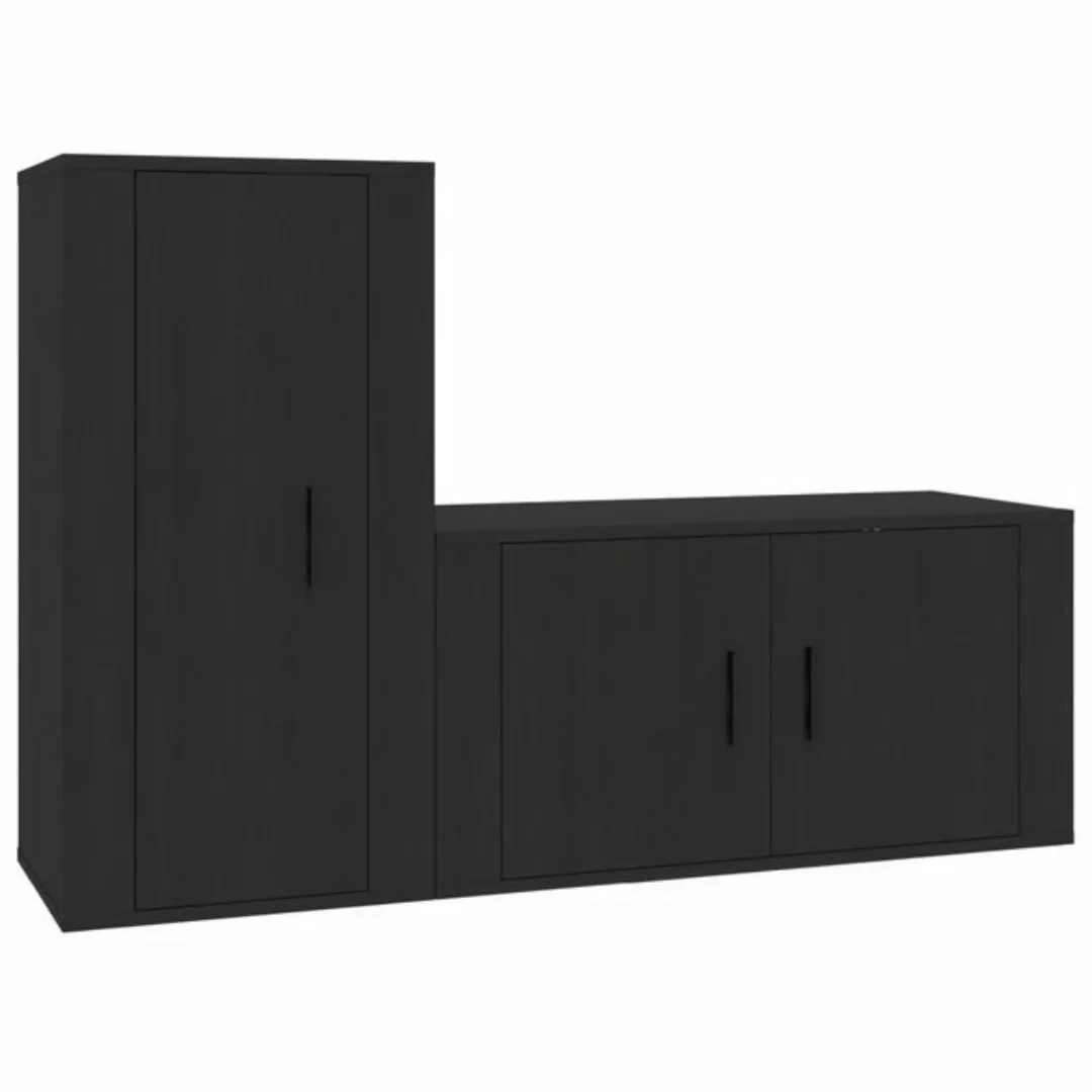 vidaXL TV-Schrank 2-tlg. TV-Schrank-Set Schwarz Holzwerkstoff (2-St) günstig online kaufen