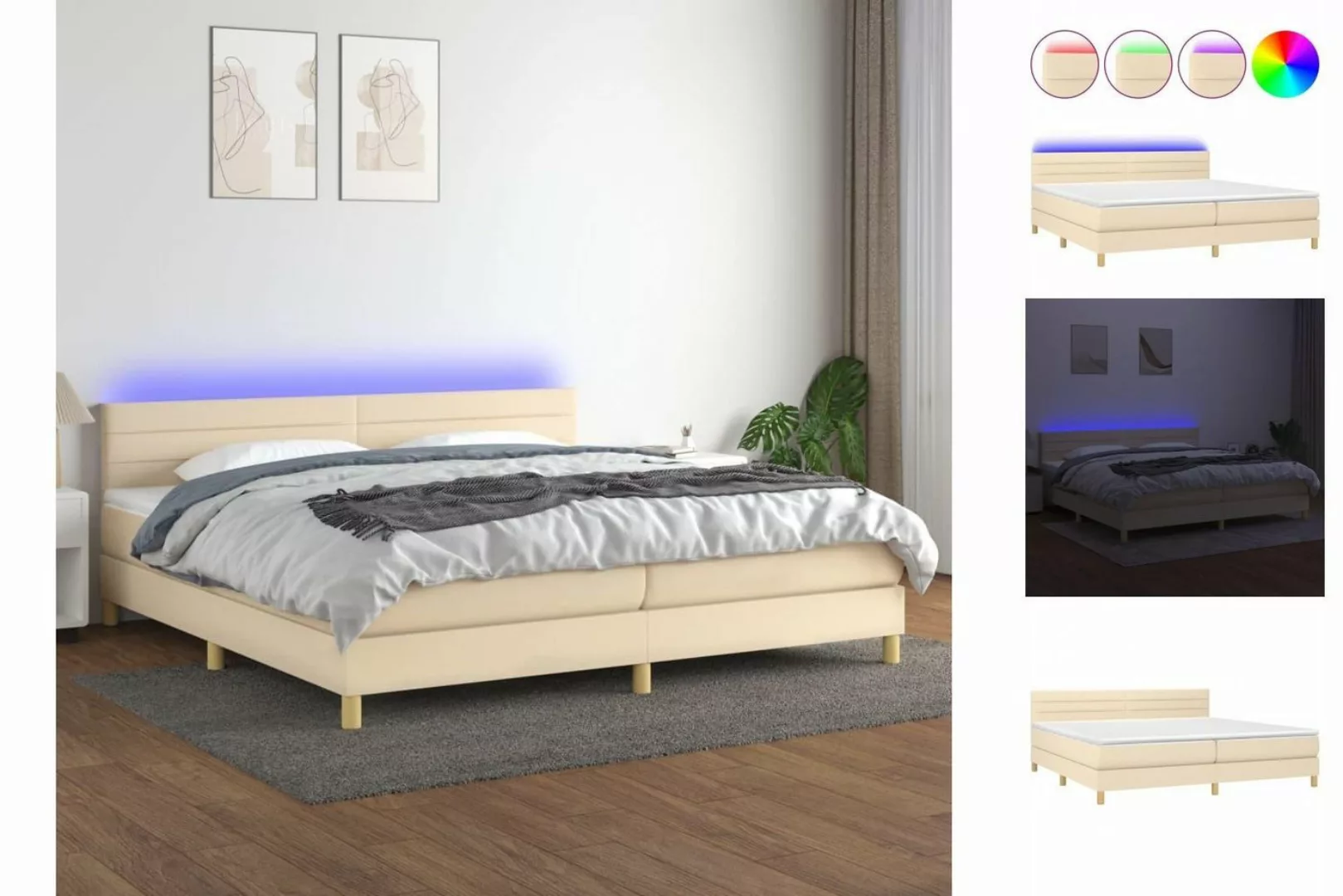 vidaXL Boxspringbett Bett Boxspringbett komplett mit Matratze & LED Stoff ( günstig online kaufen