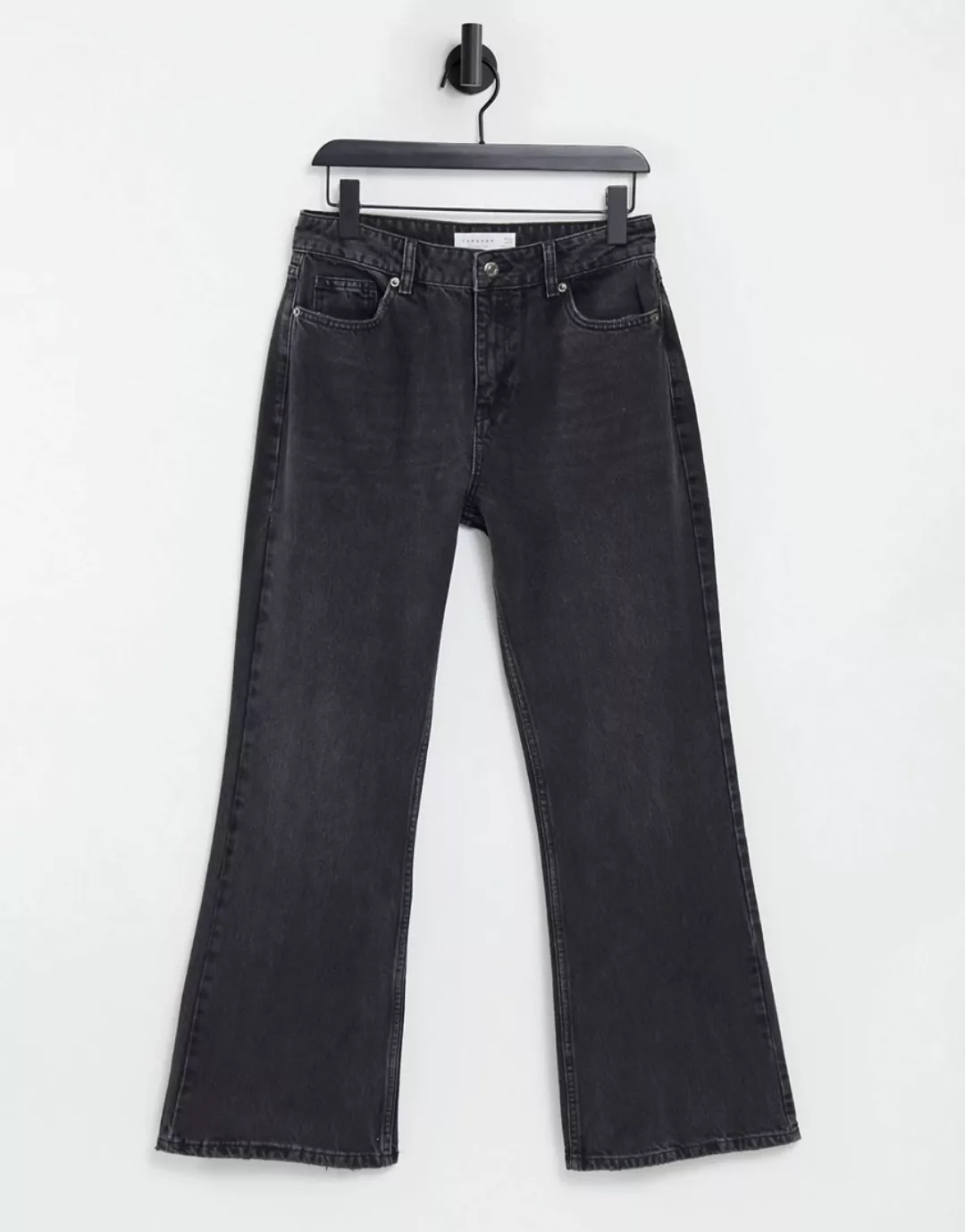 Topshop – Two 90s – Ausgestellte Jeans in verwaschenem Schwarz günstig online kaufen