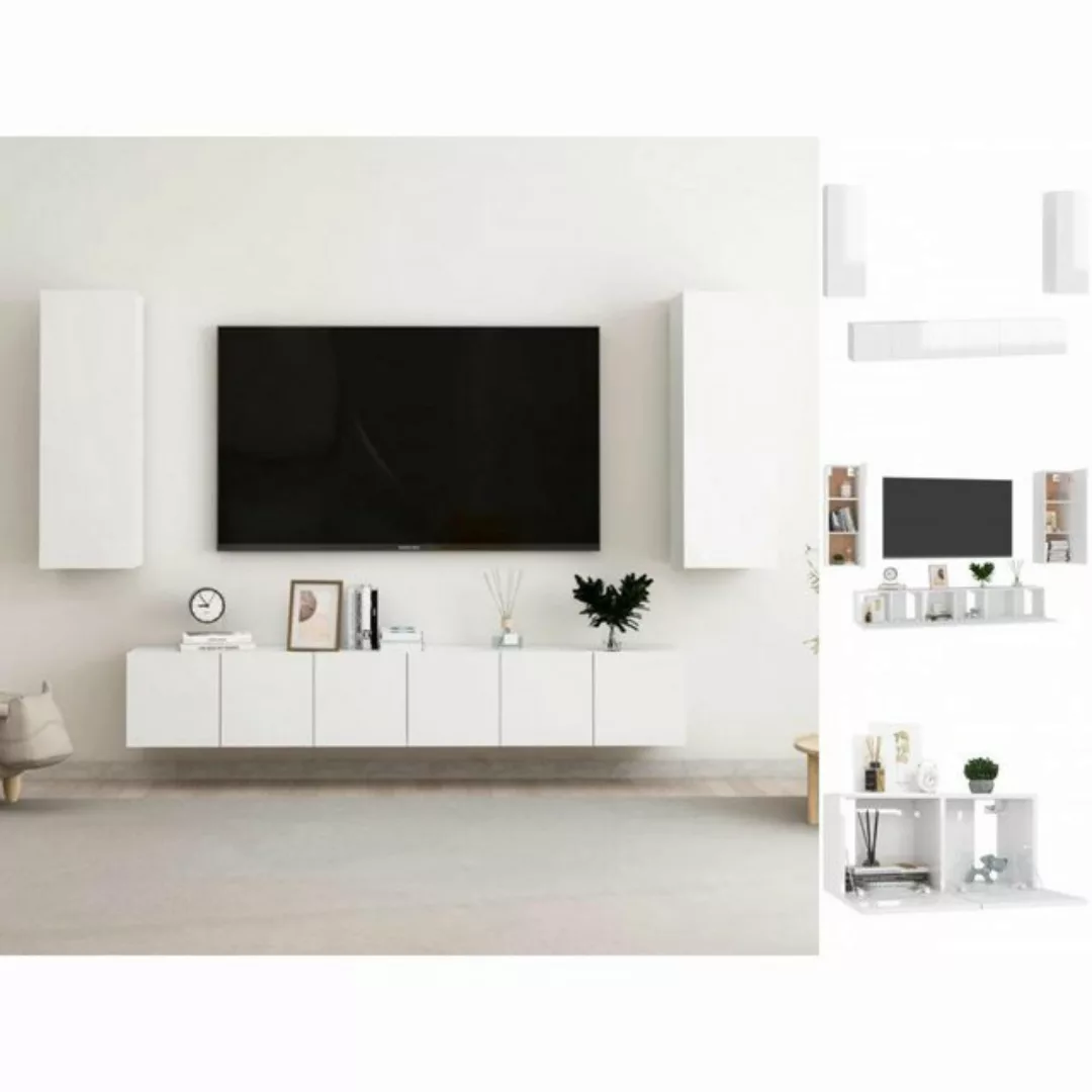 vidaXL TV-Schrank 5-tlg TV-Schrank-Set Hochglanz-Weiß Spanplatte günstig online kaufen