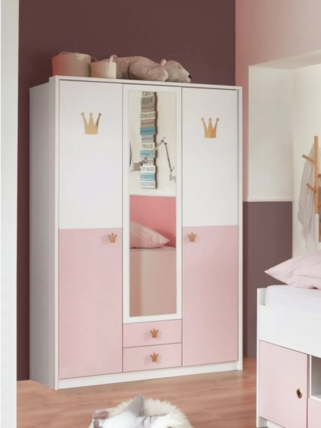 freiraum Kleiderschrank Cindy2 (BxHxT: 139x199x58 cm) in WEISS + ABSETZUNGE günstig online kaufen