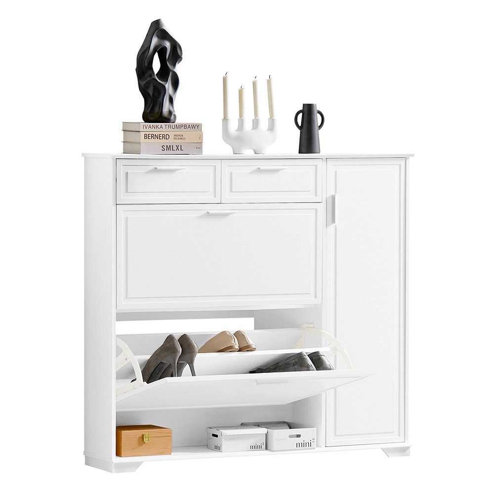 SoBuy Schuhkipper Schuhschrank Schuhkommode Weiß 120cm FSR104-W günstig online kaufen