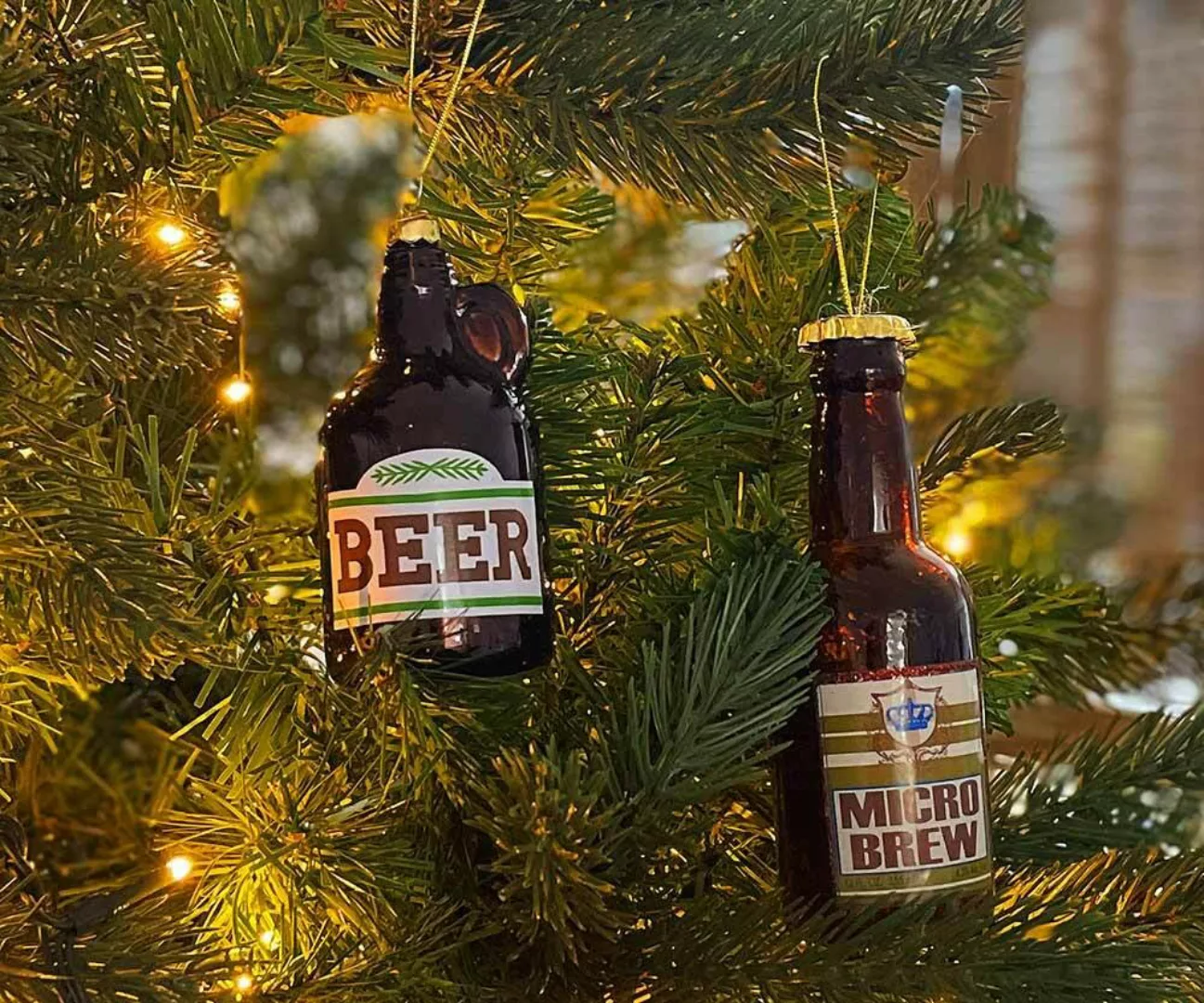 Christbaumschmuck Bierflasche 2-teilig Weihnachtsbaumschmuck Bier Echt Glas günstig online kaufen