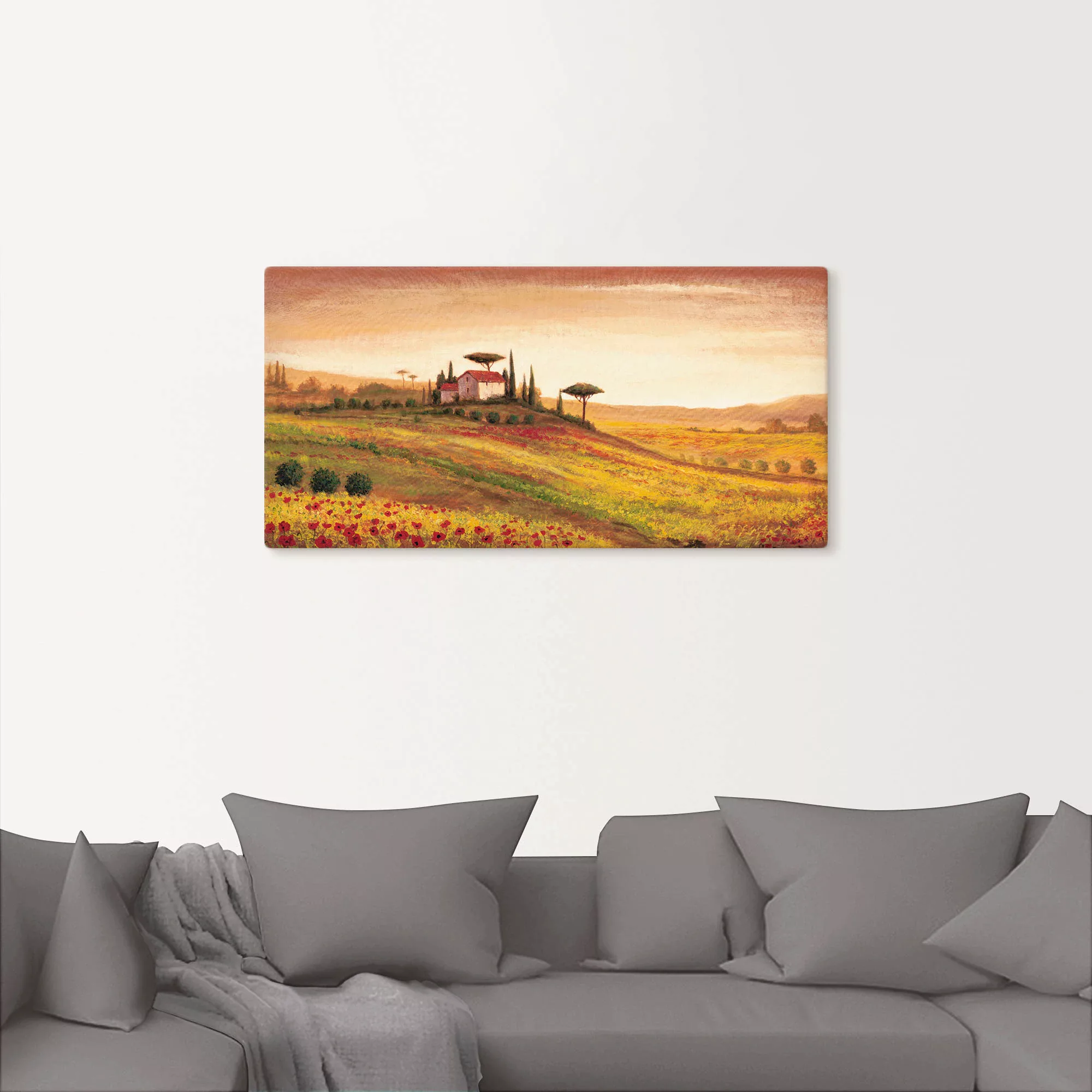 Artland Leinwandbild "Toskanalandschaft mit Mohnblumen", Europa, (1 St.) günstig online kaufen