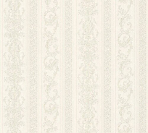 Bricoflor Landhaus Tapete Elegant Barock Vliestapete mit Streifen in Creme günstig online kaufen