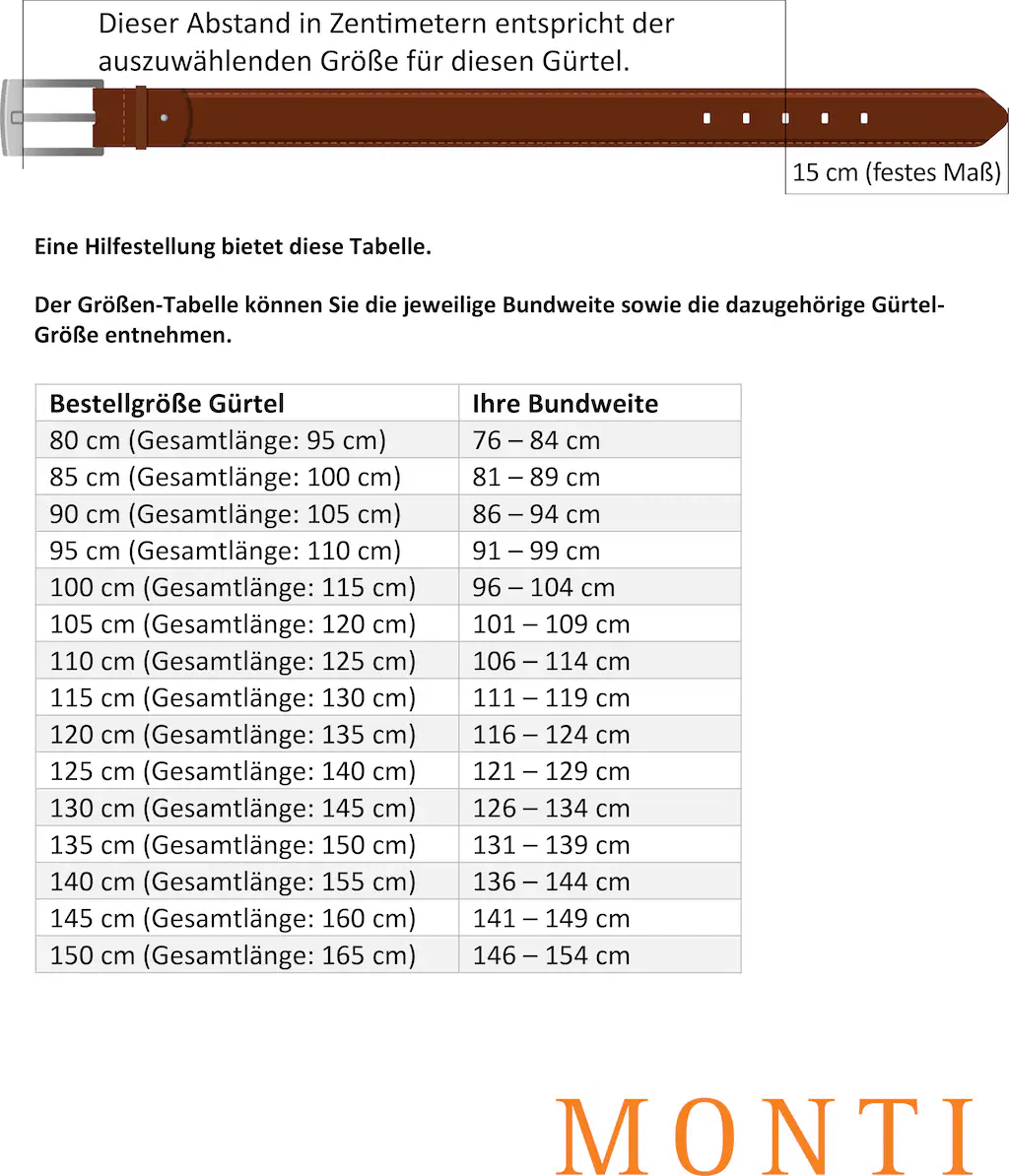 MONTI Ledergürtel HAMBURG 3,5 cm breit, günstig online kaufen