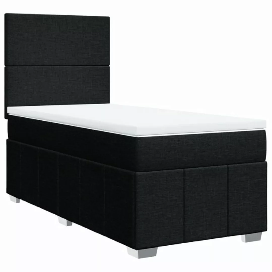 vidaXL Boxspringbett, Boxspringbett mit Matratze Schwarz 100x200 cm Stoff günstig online kaufen