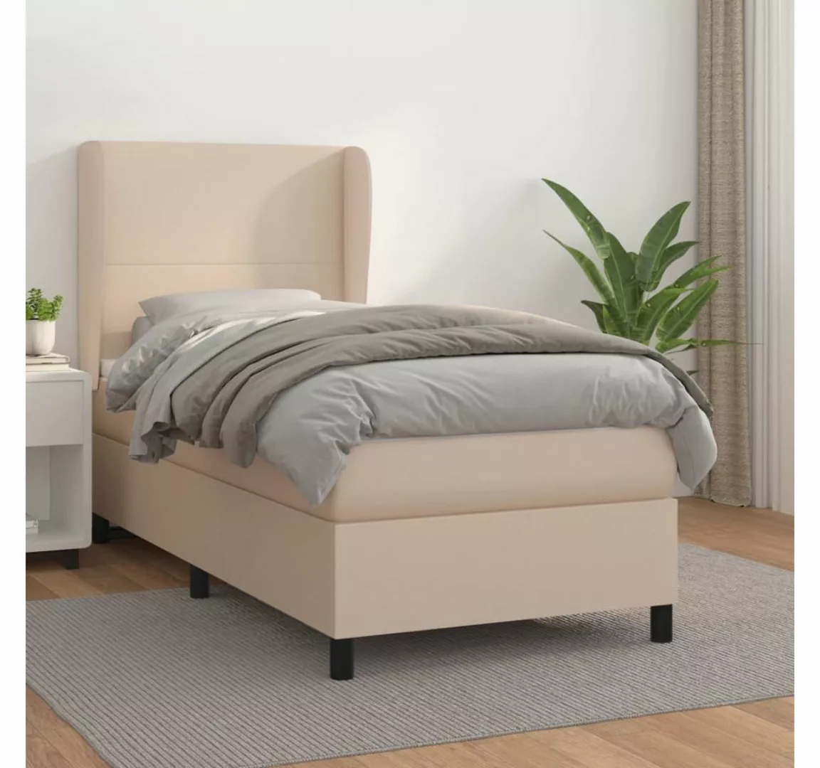 vidaXL Boxspringbett, Boxspringbett mit Matratze Cappuccino-Braun 90x200cm günstig online kaufen