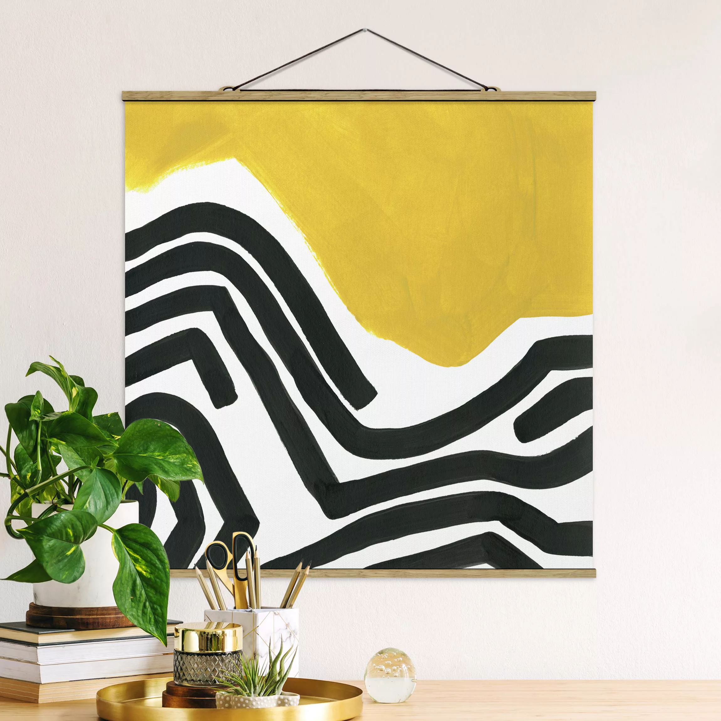 Stoffbild mit Posterleisten Farbenlabyrinth I günstig online kaufen