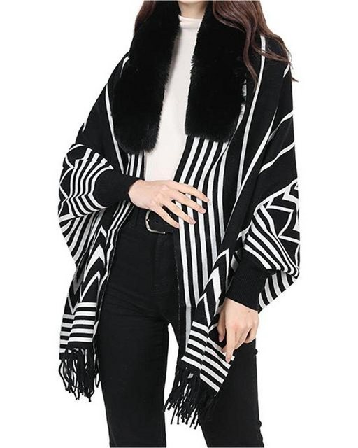 Gontence Strickcape Rouemi Cape Damen Haar Kragen Schal günstig online kaufen