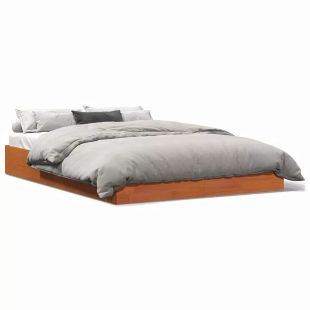 vidaXL Bettgestell Massivholzbett Wachsbraun 140x190 cm Kiefer Bett Bettges günstig online kaufen